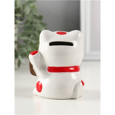 Копилка для денег «Манэки-нэко - иероглиф удача», розовый, 7.2×8.3×10 см