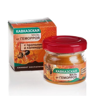 Мазь «Кавказская от геморроя» на основе календулы и прополиса, 30 мл., «Бизорюк»