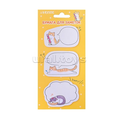 Набор клейкой бумаги для заметок "Cat, Penguin, Hedgehog" 55x55 мм, 3x20 листов