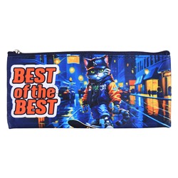 Пенал "Best Of The Best" 21,5x9x1 см, плоский для 35 предметов, плотный износостойкий полиэстер с водоотталкивающей пропиткой, на молнии