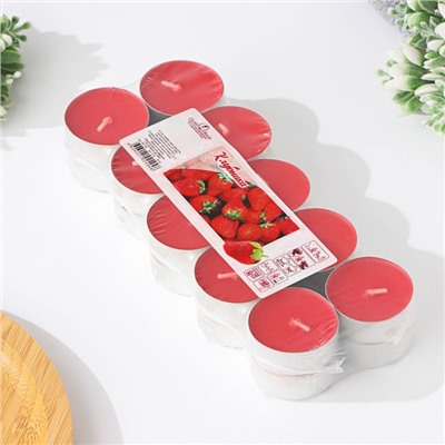 Набор свечей ароматических чайных «Клубника», 3.8×1.6 см, 3.5 ч, 12 г, 20 шт. в термоусадке