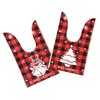 Пакет полиэтиленовый подарочный новогодний, с ушками «Клетка красная», МИКС, 13×23 см