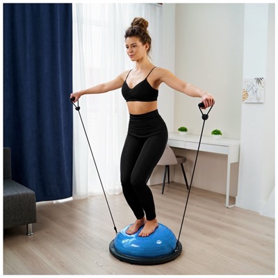 Полусфера BOSU гимнастическая ONLYTOP, 58×25 см, с насосом, синяя