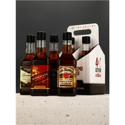 Гель для душа «Настоящему мужику», набор 4 шт. × 500 мл, Чистое счастье