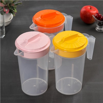 Кувшин для воды с крышкой, 1.2 л, пластик, МИКС