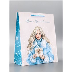 Пакет подарочный новогодний ламинированный, «Время верить в мечты», 26×12×32 см