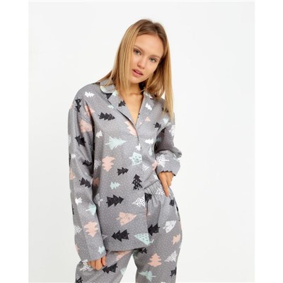 Пижама (рубашка, брюки) женская KAFTAN «Елки», размер 40-42