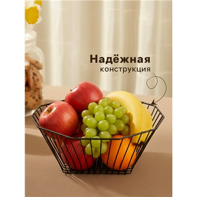 Корзинка - ваза для фруктов «Квадраты», 29×11.5 см, чёрная