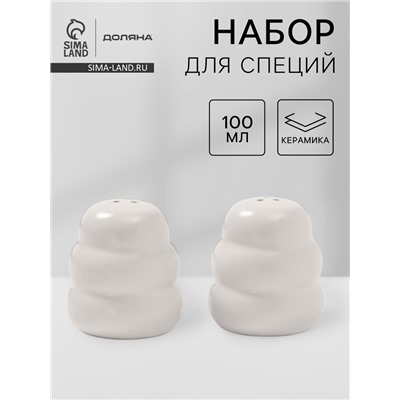 УЦЕНКА Набор для специй Доляна «Зефир», солонка, перечница, 100 мл, керамика, белый