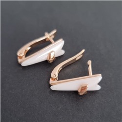 Серьги ювелирная бижутерия коллекция "Дубай", покрытие: позолота, вставка: керамика, цвет: белый, арт.214.437