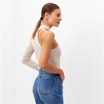 Лонгслив на одно плечо женский, кремовый, размер 44