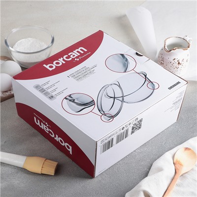 Форма для запекания Paşabahçe Borcam, 3 л, с крышкой, жаропрочное стекло, прозрачная