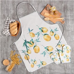 Кухонный набор Доляна Lemon, прихватка 17*17 см, рукавица 26*16 см, фартук 70*80 см 100% п/э