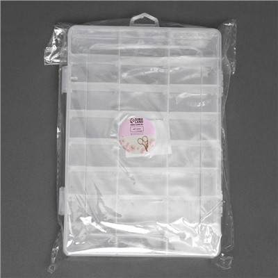 Органайзер для хранения мелочей, передвижные ячейки, 24 ячейки, 19.5×13.5×3.5 см, прозрачный