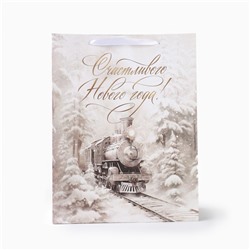 Пакет подарочный новогодний крафтовый «С Новым годом», L 31×40×11.5 см