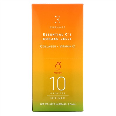 Everydaze, Essential C's Konjac Jelly, Mango, 4 Pouches, 5.07 fl oz (150 ml) Each