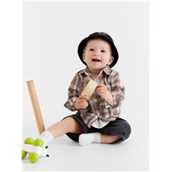 Рубашка для мальчика Крошка Я Муслин, рост 80-86 см, коричневая