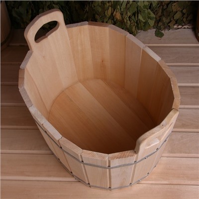 Шайка - таз для бани и сауны, 30 л, деревянная, нержавеющий обруч, «Добропаровъ»