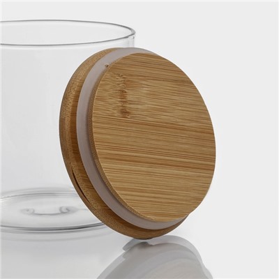 Банка для сыпучих продуктов BellaTenero «Эко», 550 мл, 10×10.5 см, с бамбуковой крышкой, стекло, прозрачная