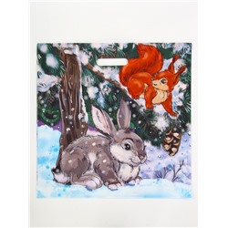 Пакет подарочный новогодний «Зимовье», полиэтиленовый с вырубной ручкой, 38×45 см, 50 мкм