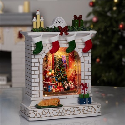 Фигура светодиодная «Чудесный камин», 26×10×18 см, музыка, от батареек ААх3, USB, свечение тёплое белое