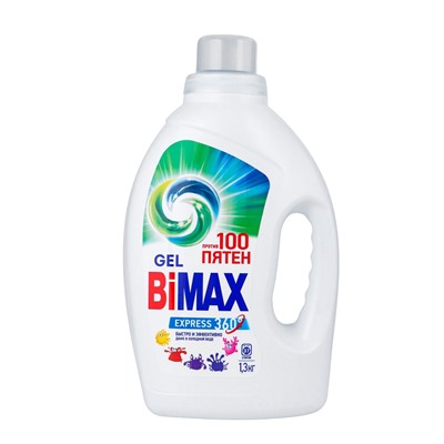 Жидкое средство для стирки BiMax «100 пятен», гель, универсальное, 1.3 л