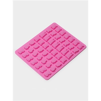 Форма для мармелада Доляна «Зоопарк», силикон, 18.5×15×0.5 см, 49 ячеек (2×1.5 см), розовая