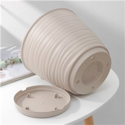 Горшок для цветов с поддоном Saffron, 5.4 л, d=22.4 см, h=20.5 см, пластиковый, бежевый