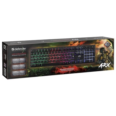 Клавиатура Defender Arx GK-196L мембранная игровая с подсветкой USB (black)