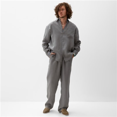 Рубашка мужская с длинным рукавом MIST, размер 48, серая