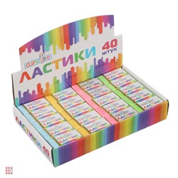Ластик прямоугольный 3x1,5x1,1см,4 цвета