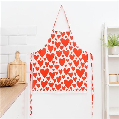 Фартук «Этель» Red hearts 60×65 см, 100% хлопок, саржа 190 г/м²