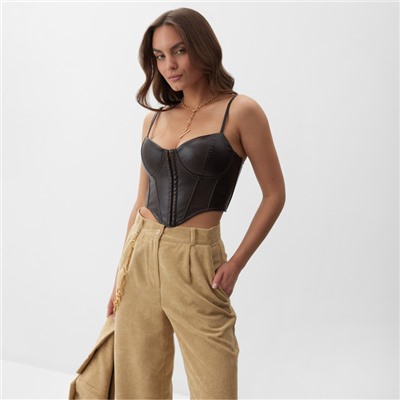 Корсет женский кожаный MIST, размер XS, коричневый