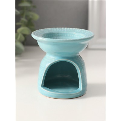 Аромалампа для эфирных масел «Геометрические узоры», керамика, нежно-голубая, 7.5×7.5×6.5 см