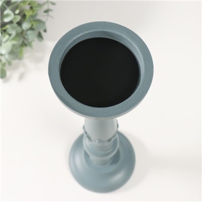 Деревянный подсвечник на 1 свечу «Колонна цветочная», серо-сиреневый, 10×10×37 см