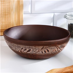 Салатник «Ангоб», 1 л, 6×18.5 см, красная глина