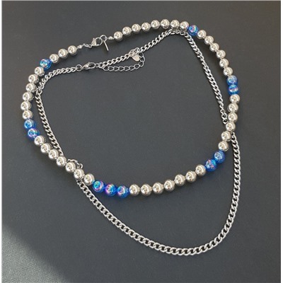Эксклюзивное короткое колье состоящее из цепи и бус, арт.49.0406