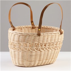 Корзина плетёная для хранения «Кори», 27×19×15 см, ручка h=16 см, ротанг, бежевая