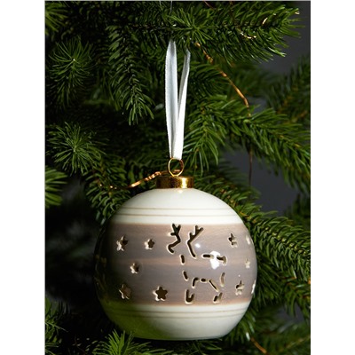 Ёлочный шар с подсветкой «Олень», 10×8.8×8.8 см, 1 LED, керамика, от батареек LR44×3, керамика, свечение тёплое белое