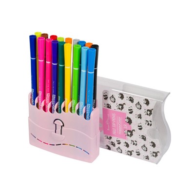 Фломастеры 18цв "СЧАСТЛИВЫЙ ЦВЕТ/HAPPYCOLOR" в пластиковом пенале 32-0044 Bruno Visconti