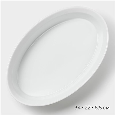 Форма для выпечки Magistro White gloss, 2.5 л, 34×22×6.5 см, жаропрочный фарфор, белая
