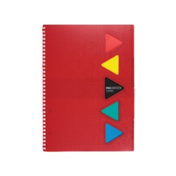 Тетрадь А4 96л кл "PROGRESSIVE CANVAS Красная",пласт обл,греб,фигур высеч,4цв разд+лин+кар