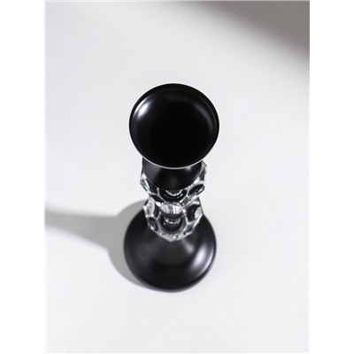 Подсвечник на 1 свечу «Кристалл. Классик», стекло, металл, чёрный, d=5 см, 9.5×9.5×32.5 см