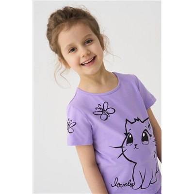 Фуфайка трикотажная для девочек (футболка), 2 шт в комплекте PLAYTODAY, 1240033