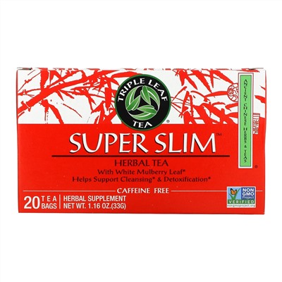 Triple Leaf Tea, Super Slim, травяной чай, без кофеина, 20 чайных пакетиков, 33 г (1,6 унции)