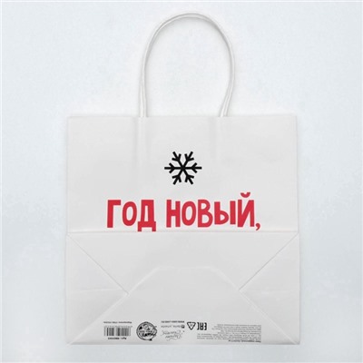 Пакет подарочный новогодний «Год Новый, а ты старый», 22×22×11 см