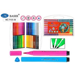 Фломастеры-кисточки 36цв "МОНСТРИКИ" в пластиковом чемоданчике МС-7155-36 Basir