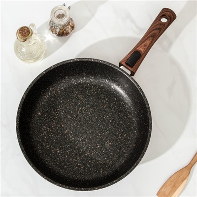 Сковорода KUKMARA Granit ultra original, d=28 см, съёмная ручка, антипригарное покрытие, алюминий, чёрная