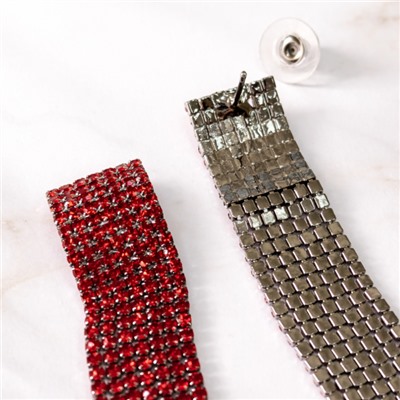 Комплект вечерней бижутерии со стразами чокер и серьги, цвет: красный, арт.012.102