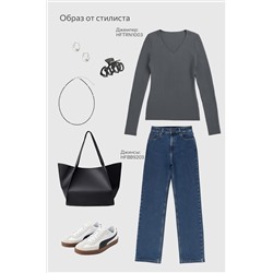 Женский джемпер в рубчик с V-вырезом Happyfox